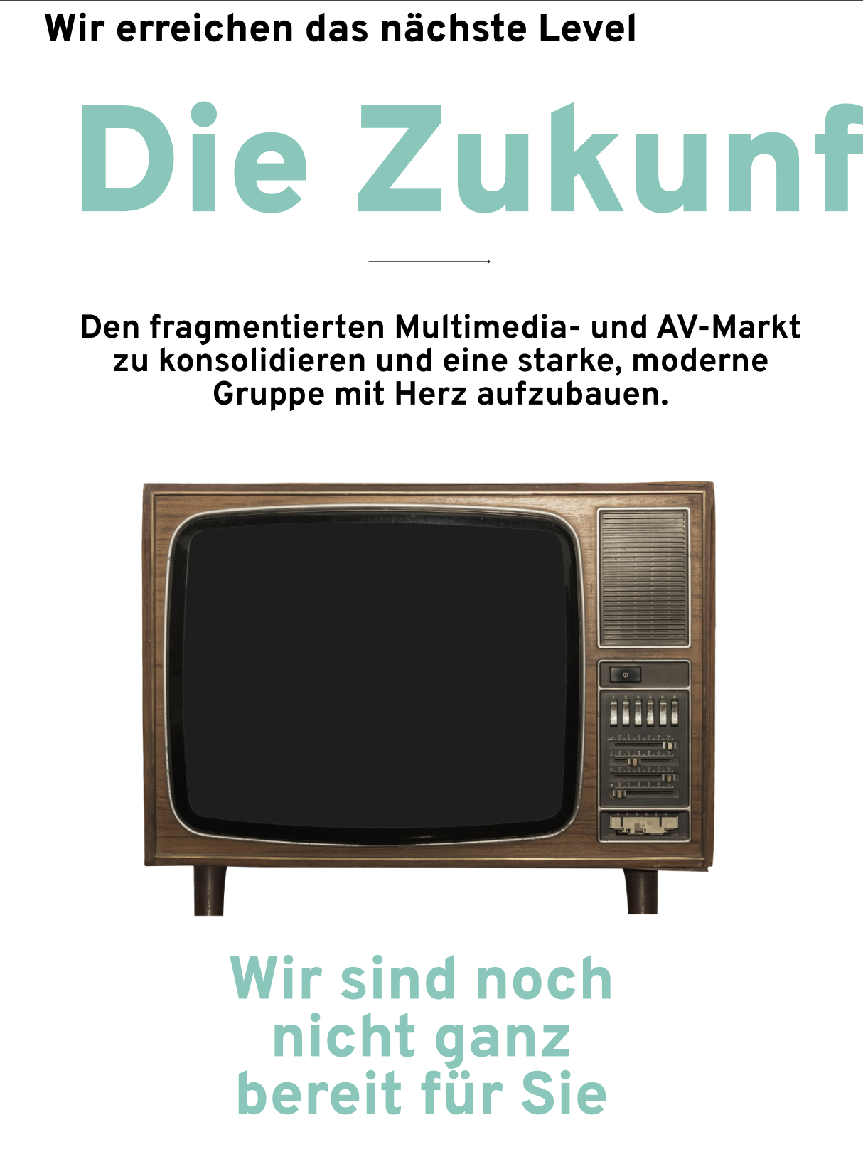 EasyMedia website hero with retro television brand graphic