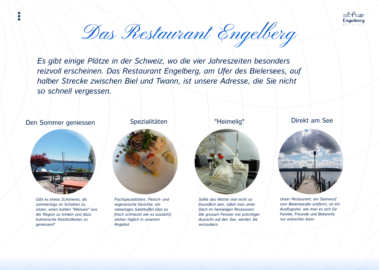Das Restaurant Engelberg desktop website layout